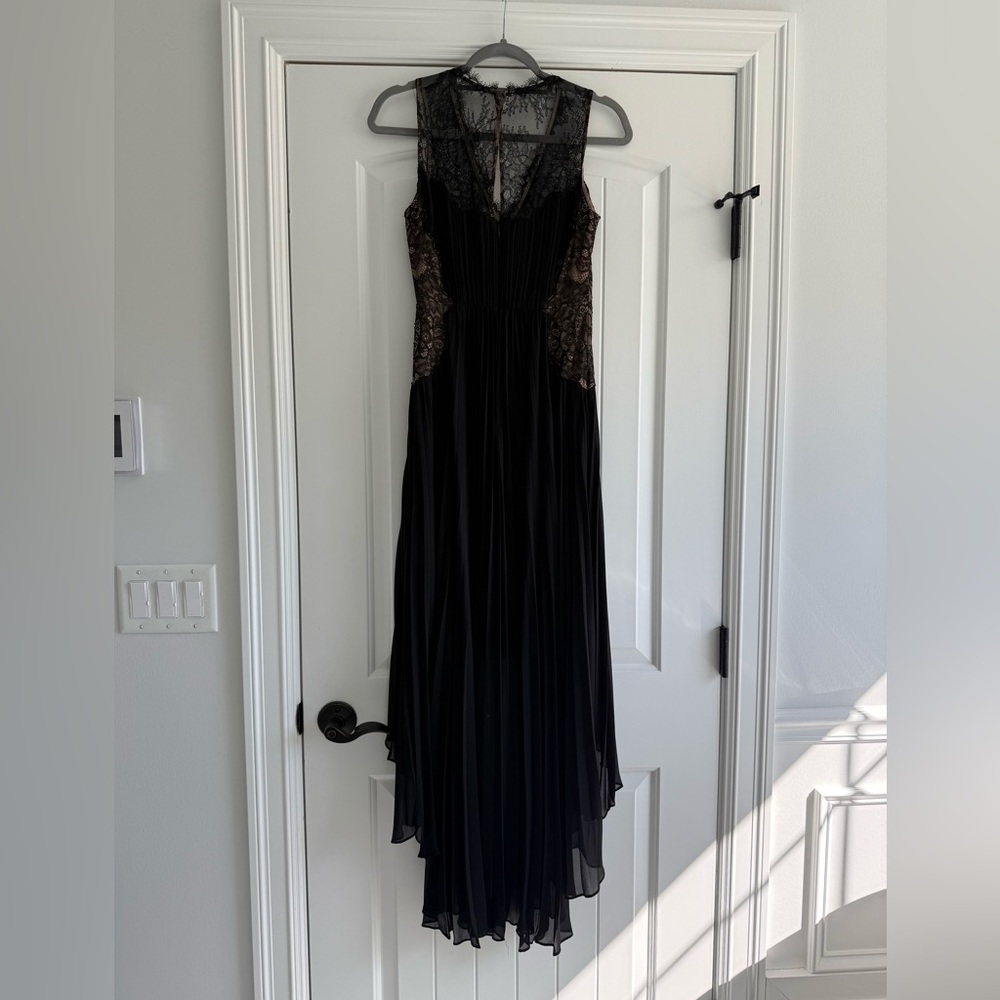 Black and tan high low BCBG dress